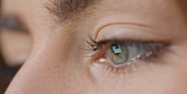 Woman green eye close up