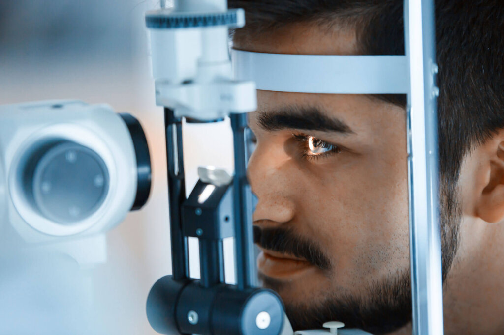 Man having eyes tested for myopia