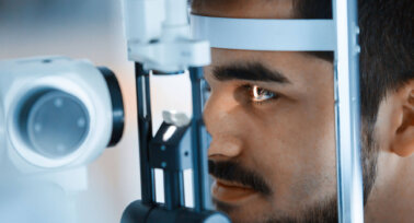 Man having eyes tested for myopia